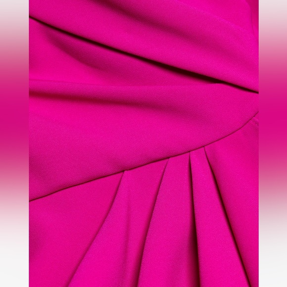 Rickie Freeman for Teri Jon Crepe One-Shoulder Gown in Hot Pink - Picture 7 of 8